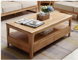 Modern Solid Wood Coffee <b>Table</b> with Drawers Open <b>Storage</b> Shelf Living Room Tea <b>Table</b> - Product Image 3