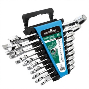 Jeu de clés à cliquet métriques réglables 10 pièces avec option OEM, embout ouvert 14 mm, support portable en plastique - Product Image 3