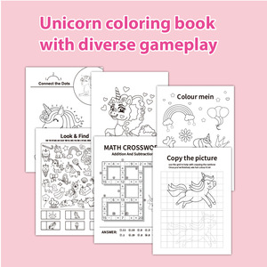 Libro de Colorear de Papel con Temática de Unicornio, Divertido, con Juegos de Actividades Mentales, Rompecabezas, Busca y Encuentra, para Niños de 3 a 6 Años - Product Image 3