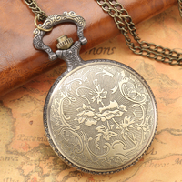 Antiguo Castillo edificio collar cadena reloj Retro bronce Steampunk cuarzo reloj de bolsillo para regalo