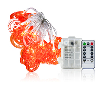 Guirlande lumineuse citrouille d'Halloween 6M 30 LED IP44 Blanc chaud, télécommande 8 modes, minuterie, piles, décoration de jardin, fête, vente en gros OEM