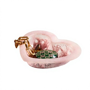 Handmade Heart Shaped Resin Trinket Dish <b>Pink</b> <b>Glitter</b> Jewelry Dish Ring Holder Tray for Rings Earrings Necklace Storage Vanity D - Product Image 6