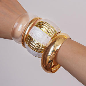 KAIMEI-Bracelet de Luxe en Résine à Vague Irrégulière Teinte en <span class=keywords><strong>Blanc</strong></span> Plaqué Or 18k, Nouveauté 2025 - Product Image 4
