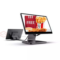 Système de point de vente tout-en-un à double écran WUXIN WXPOS37 12/15 pouces pour boulangeries, écran client Windows 8 pouces, Android/Linux 1366x768