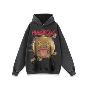 Hommes à la mode décontracté visages souriants drôle rétro surdimensionné sweats à capuche populaire sportswear couple à capuche sportswear hauts - Product Image 1