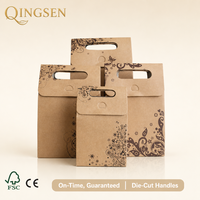 Sacs en papier kraft personnalisés avec poignées perforées, motif feuille, durables, réutilisables, petits, multi-tailles, lot en vrac pour emballage de magasin de détail