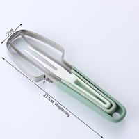 Coupe-pastèque manuel 3-en-1 en acier inoxydable de qualité alimentaire avec fourchette, facile à nettoyer
