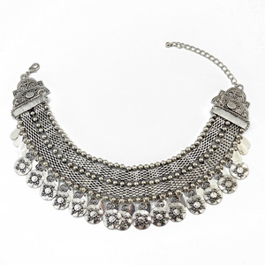 Collana con nappa e monete tribali turche, collana a catena spessa stile bib per gioielli etnici Gypsy Rajasthan, collana con ciondolo a moneta all'ingrosso - Product Image 4