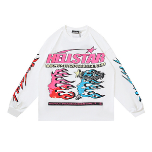 T-shirt Lunga Oversize da Uomo di Alta Qualità con Stampa Hell Star, Traspirante, Pesante, Casual, 100% Cotone, con NFC - Product Image 3