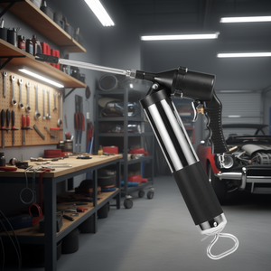 Pistola de Engrase Neumática de Acoplamiento Plano Negra, 18.5 Pulgadas, 6000 PSI, Capacidad de 900 CC, Boquilla Manual de Aluminio de Alta Resistencia - Product Image 2