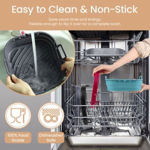 OEM Collapsible Square Reusable Air Fryer Accessories Silicone Mold Baking Pan Oven <b>Tray</b> Food Safe Silicone Pot Air Fryer Liners - Product Image 6