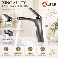 Robinet de lavabo noir mat à levier unique en alliage de zinc, mitigeur eau froide et chaude, à poser sur le comptoir, pour salle de bain