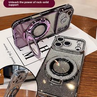 Étui de téléphone portable de luxe avec support magnétique en diamant scintillant et protection complète de l'objectif pour iPhone 18 17 16 15 14 13 12 11 Pro Max