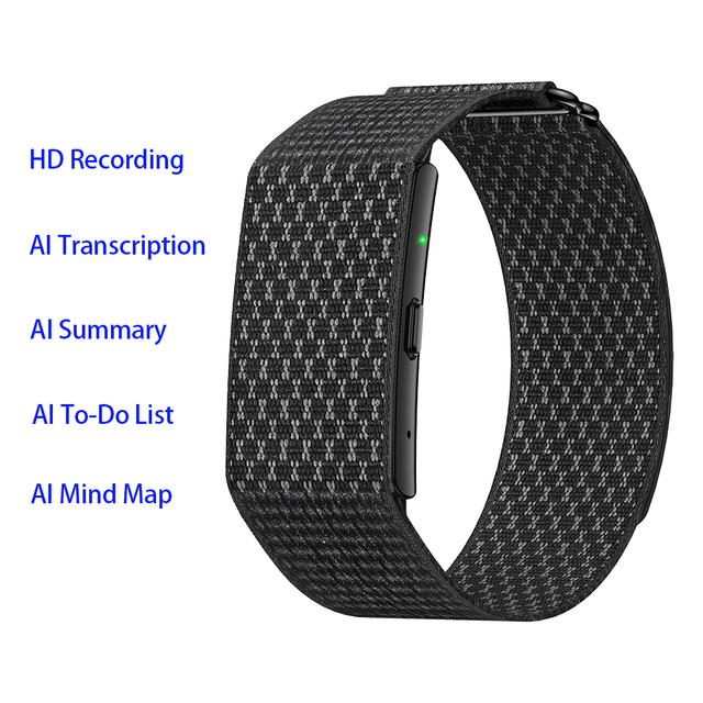 TKYUAN Smart Recording Bracelet Voice Dictation AI Summarization Fitness Tracker Heart Rate Sleep Monitor BT5.3 Smart Bracelet