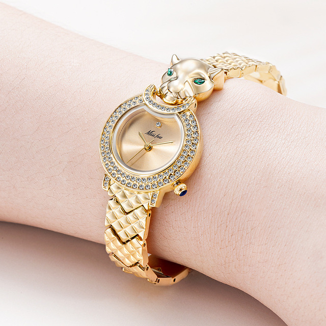 Vintage Quartz Watch MISS FOX Women's Watch Genuine Design Leopard Small Dial Bracelet Trendy and Fashionable Quartz