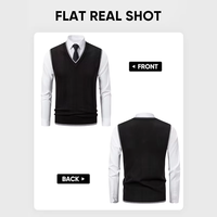 Gilet en tricot épais à col en V pour homme, coupe classique, style décontracté chic, idéal pour l'automne et l'hiver