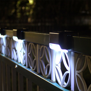 <b>Solar</b> <b>Deck</b> Rail Lights Outdoor Stair Step <b>Lighting</b> Waterproof LED Fence Yard Decor Light Wall Mount With Light Sensor - Product Image 2