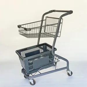 Carrello della spesa portatile all'ingrosso 2 strati piccolo metallo Super Market