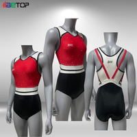 Justaucorps de gymnastique et de danse pour filles, personnalisés, élégants, avec strass, sans manches