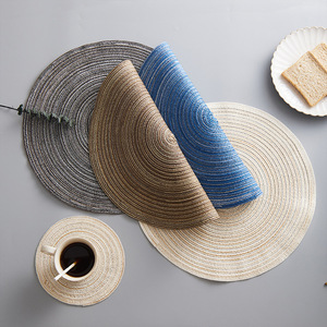 Round Polyester Cotton Placemats <b>Large</b> Size Woven Eco Friendly Table <b>Mats</b> For Home Dining - Product Image 2
