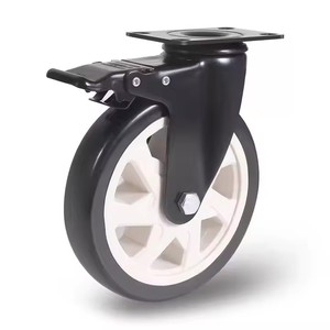 Roues de chariot industrielles en caoutchouc de 4 pouces 100mm pour établi Roue de roulette verrouillable centrale Roues de roulette à usage intensif - Product Image 3