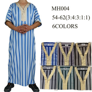 Vêtements arabes islamiques pour hommes, <span class=keywords><strong>Djellaba</strong></span>, Abaya de Dubaï, Kaftan musulman, Caftan du Moyen-Orient, Robe ample décontractée à capuche rayée, Jubba, Thobe - Product Image 6