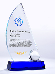 DH fabbrica Logo personalizzato incisione UV stampa barca a vela K9 bianco trofeo di cristallo targa di vetro - Product Image 3