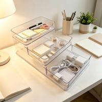 Étagère de rangement à 3 niveaux en PET moulé par injection, petite étagère ouverte multi-niveaux, montage sans outil, organisateur de comptoir pour cuisine et salle de bain