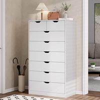 Commode moderne à 8 tiroirs en bois noir Buran, armoire de rangement RTA, meubles de maison, chambre/salon, grande capacité, gain de place