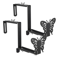 Vente chaude Réglable Noir Métal Fleur En Acier Fenêtre Planteur Boîte Suspendus Jardin Supports Pour Pont Rampe