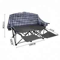 Fauteuil inclinable portable en tissu Oxford double, pliable, de luxe, avec repose-pieds pour les loisirs en plein air, structure en métal