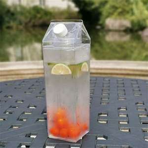 Bouteilles en plastique transparentes anti-fuite de luxe 2026 pour lait et jus, 500 ml, 750 ml, 1000 ml, carrées en PS, pour thé et bière, unisexe, idéales pour les fêtes - Product Image 1