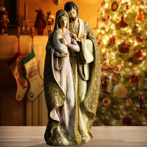 Statuette Religiose all'Ingrosso: Maria con Bambino, Scena della Natività di Gesù, Statuetta della Sacra Famiglia in Resina - Product Image 3