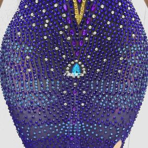 Seksi Rhinestones Uzun Elbise Renkli Sahne Performansı Kostüm Kadın Doğum Günü Balo Mezuniyet Partisi Kutlamak Şarkıcı Model Giymek - Product Image 4