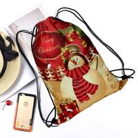 Sac à dos à cordon de serrage Joyeux Noël, motif Bonhomme de neige rouge, sac cadeau de Noël réutilisable, sac du Père Noël, pochette pour cadeaux de fête