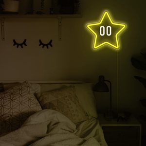 ป้ายไฟนีออนอะคริลิคซุปเปอร์มาริโอสตาร์ ไฟ LED สีเหลือง สำหรับตกแต่งผนังโรงแรมและห้องเกม - Product Image 4