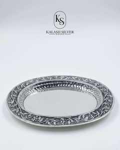 Ensemble de verres en argent pur 925 avec plateau design, ensemble de vaisselle en argent artisanal indien traditionnel pour cadeau de puja et usage domestique - Product Image 2