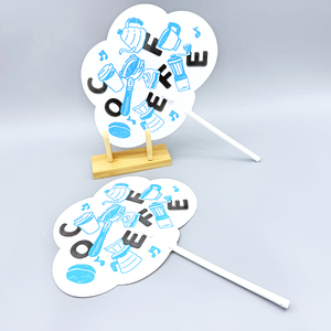 Summer Cute DIY Cartoon Portable Hand Held Fan Custom Logo and Design PET Plastic Hand Fan for Advertising