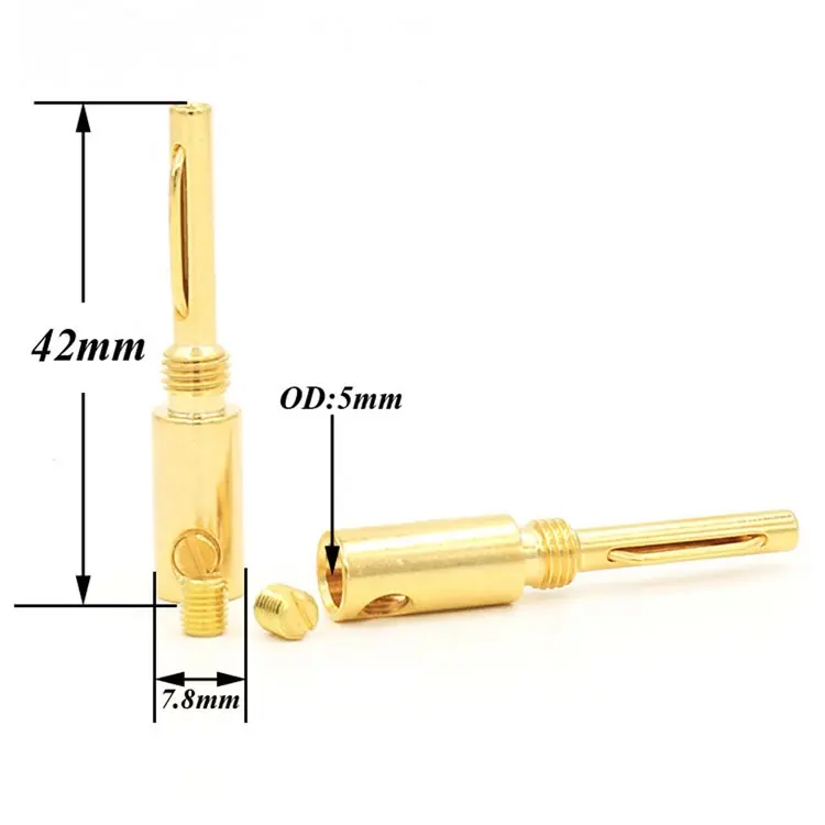 Tigerwill 제조 업체 최고 품질 5mm 바나나 플러그 오디오 어댑터 커넥터 황동 골드 도금 황금