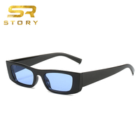 HISTOIRE QB483 Marque Design Rétro Cadre Étroit Rectangle Vintage Mode Jaune Petit Cat Eye Lunettes de Soleil Femmes Hommes