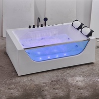 Baignoire autoportante rectangulaire double en acrylique, moderne, de luxe léger, intelligente, avec massage, 22 jets et remous inclus