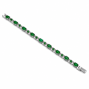 925 Sterling Silver Rhodium Plated Emerald <b>Gemstone</b> <b>Bracelet</b> for Women - Product Image 3