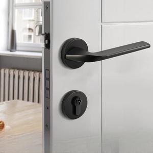 Manija de puerta de latón negro mate de lujo al por mayor de fábrica, cerradura de palanca interior silenciosa para sistema de herrajes de oficina, condominio y mansión - Product Image 3