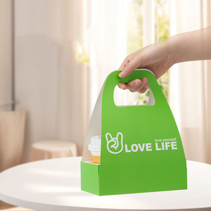 IMEE özel güçlü kahve kupası İçecek taşıyıcı <span class=keywords><strong>2</strong></span> paket kağıt bardak tutucu ile baz içecek taşımak kollu kutu - Product Image 3