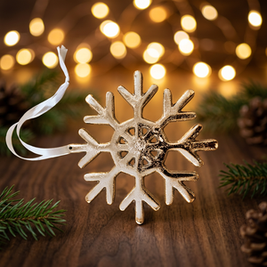 Ornement de Noël en aluminium Sonnet Decor avec motif étoile en relief, fait main, à suspendre, décoration de maison, design durable - Product Image 1