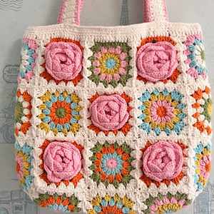 Custom Camellia Series Handmade Wool Crocheted Knitted Flower Shoulder <b>Bag</b> Women Grandmother <b>Bag</b>-Fashionable <b>Accessory</b> Handbag - Product Image 4