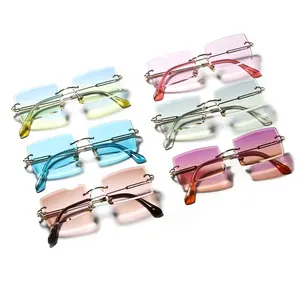 DOISYER-gafas de sol rectangulares para mujer, lentes de marca con logo personalizado impreso, sin montura, Estilo vintage