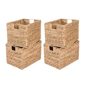 Huangtu-SB112 bandejas de almacenamiento armazenamento woven serving tray fabric storage box basket hyacinth basket