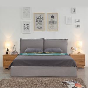 Letto matrimoniale LEILAH con contenitore in tessuto grigio - Product Image 1