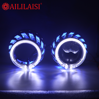 Cache-roue dynamique à LED bicolore commutable, lentille de projecteur de voiture bi-xénon de 2,5 pouces avec doubles anneaux lumineux Angel Eyes